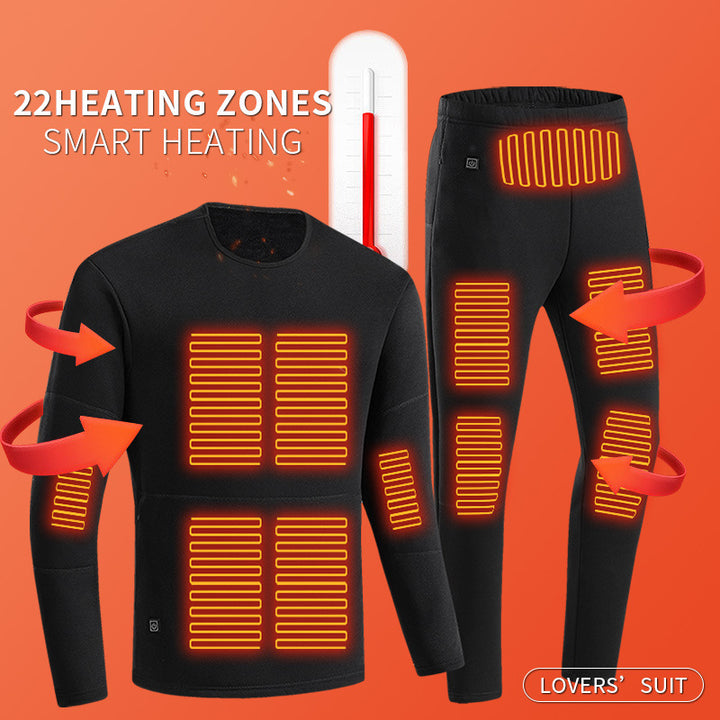 Black heated thermal top and long johns set