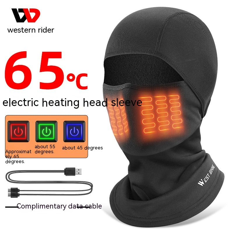 Cycling Heating Hood With Battery, Electric Warm Face Mask