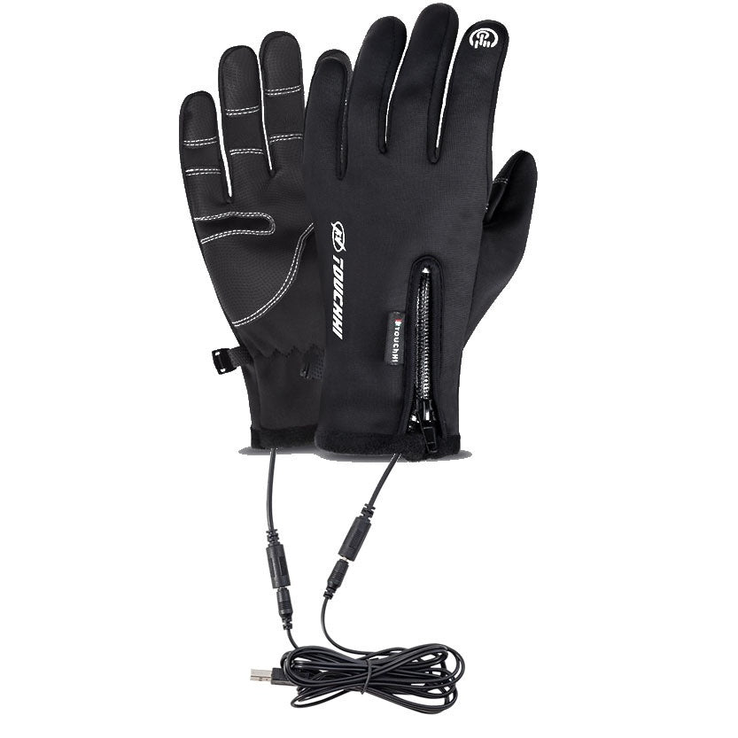 Windproof cycling gloves with USB heating element
