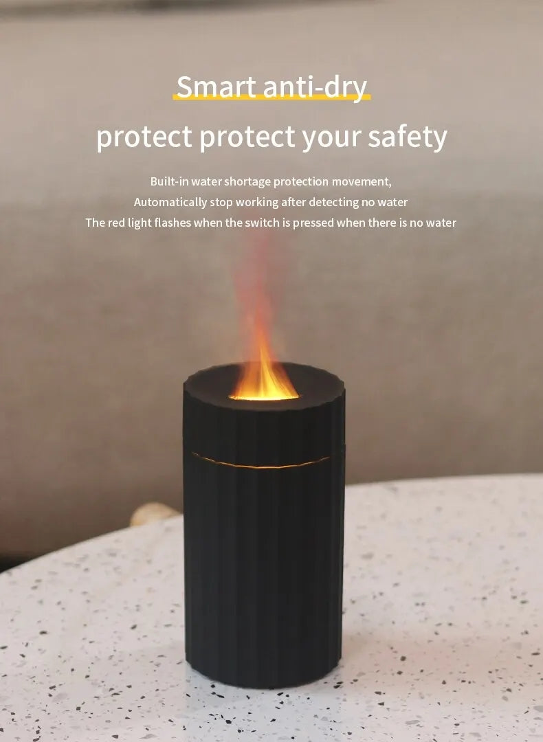 Small Air Humidifier With Flame Effect, 100ml, Quiet Diffuser