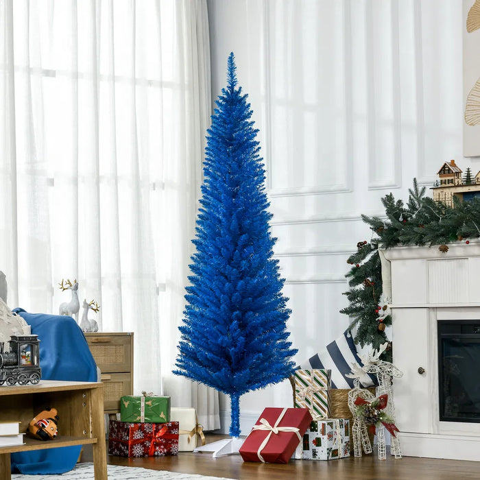 Heat Hollow Blue Slim Pencil Christmas Tree, 6ft Unlit