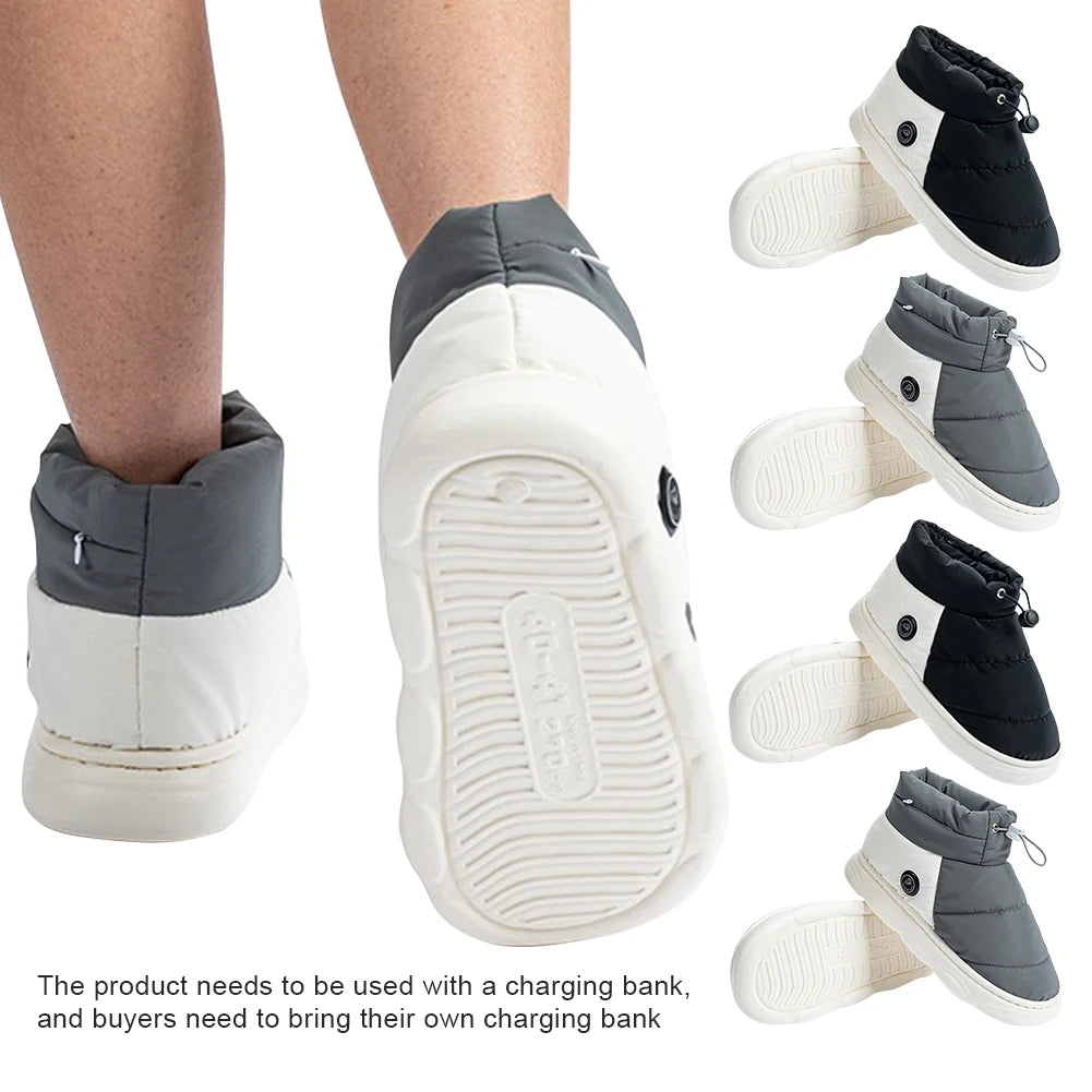 Rechargeable Heated Slippers with Three Heat Levels and Grip