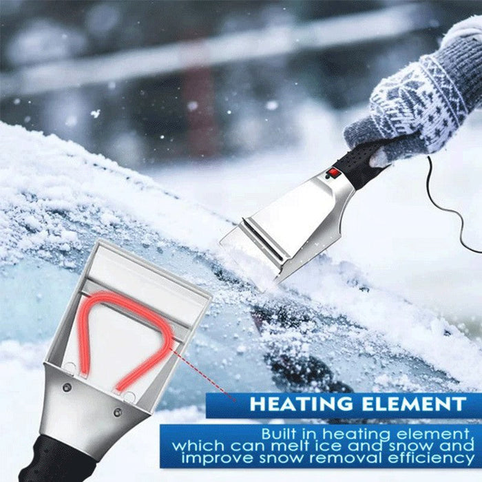 Heat Hollow™ 12V Heated Snow and Ice Scraper with Anti-Scratch Squeegee