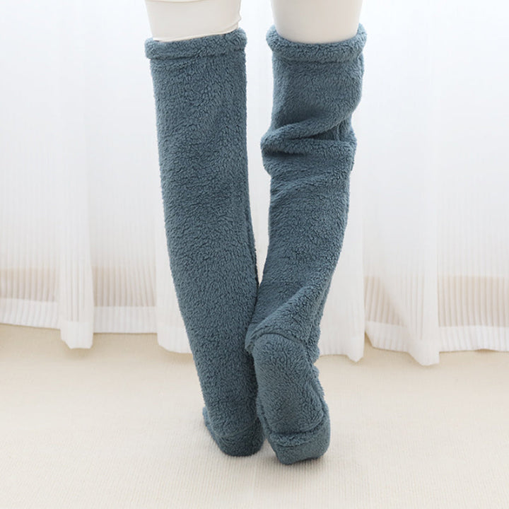 Fluffy Long Knee Warmer Socks with Open-Toe Design