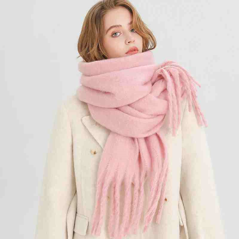 Mustard thick fluffy winter scarf