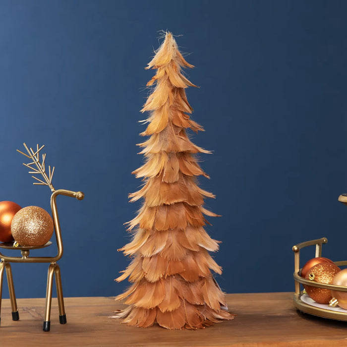 Heat Hollow Rust Orange Feather Cone Christmas Tree Decoration