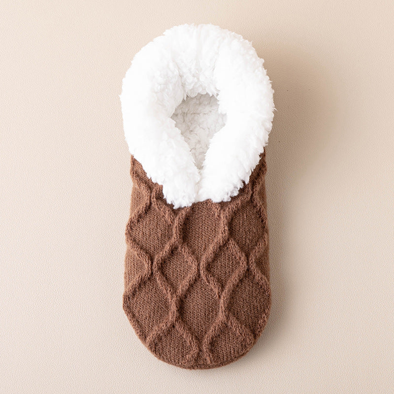 Beige slipper socks with grip dots