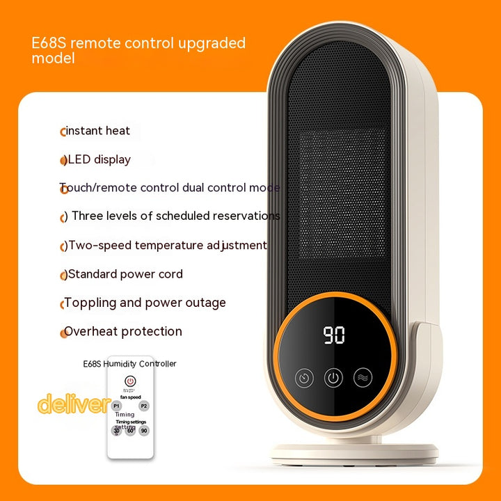 Slim white ceramic tower heater with LED display