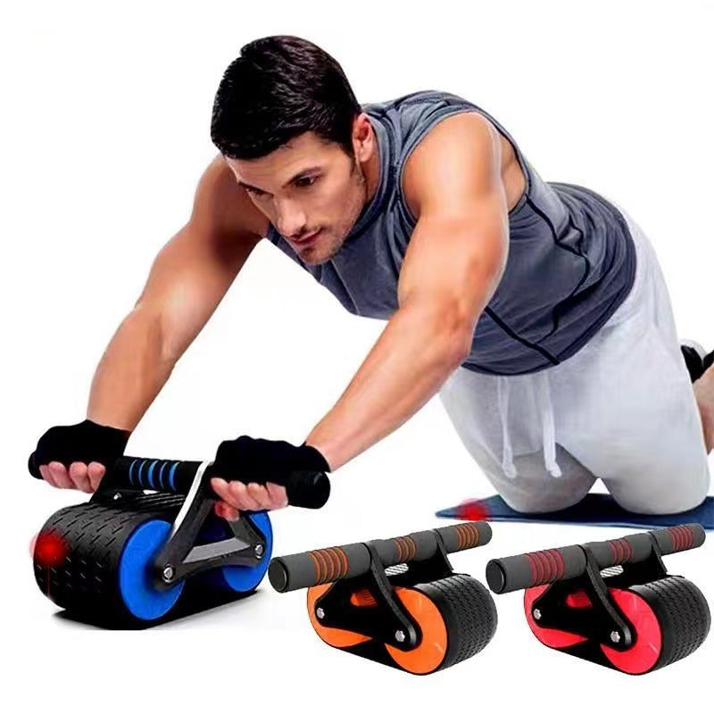 Double ab roller wheel with kneeling pad