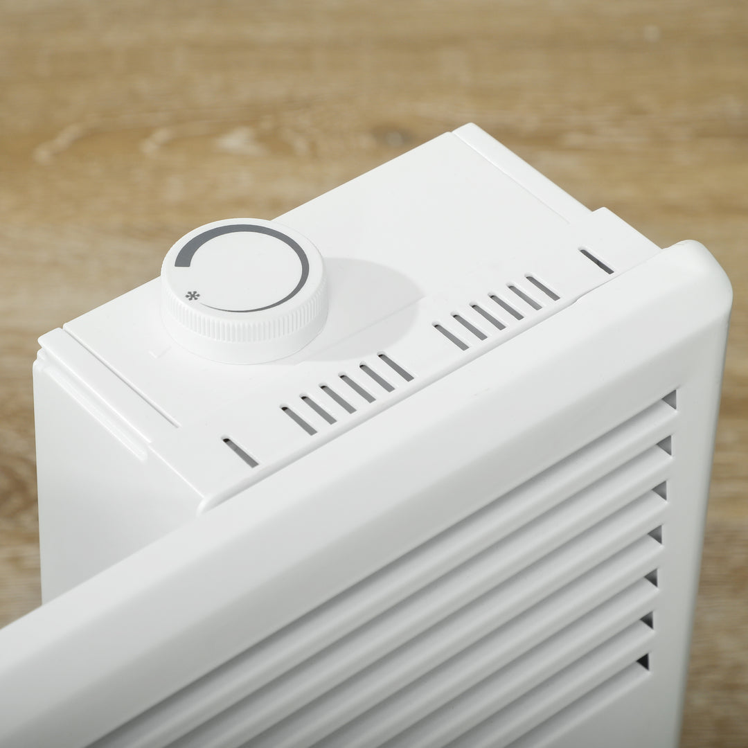 white freestanding convector heater with top dial