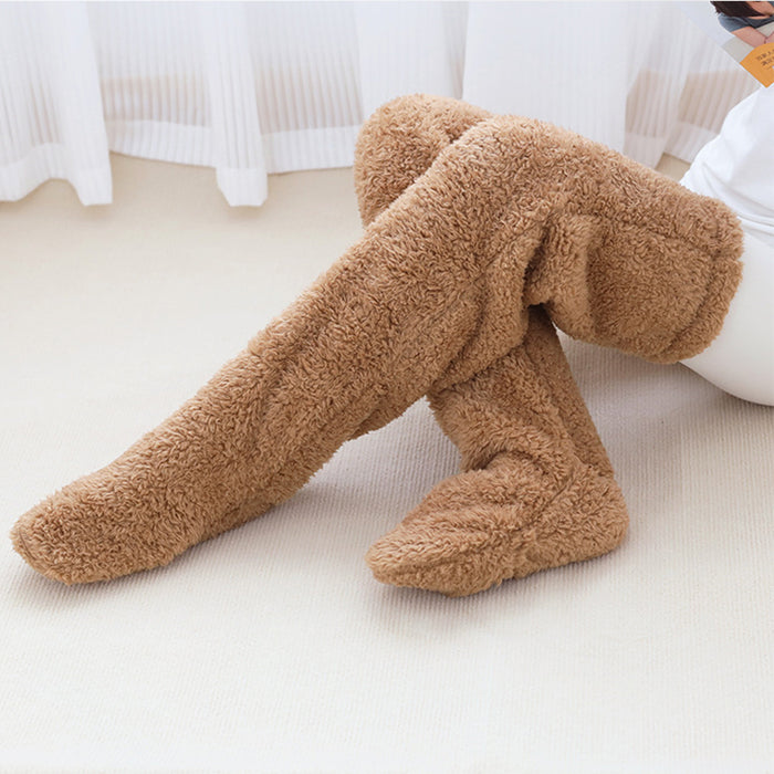 Heat Hollow Over the Knee Fuzzy Socks, Leg Warmer in One