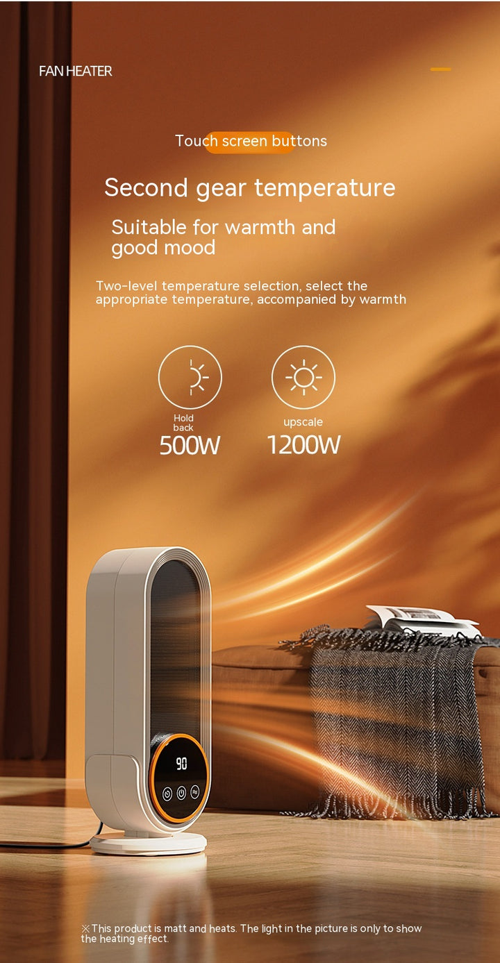 Slim white ceramic tower heater with LED display