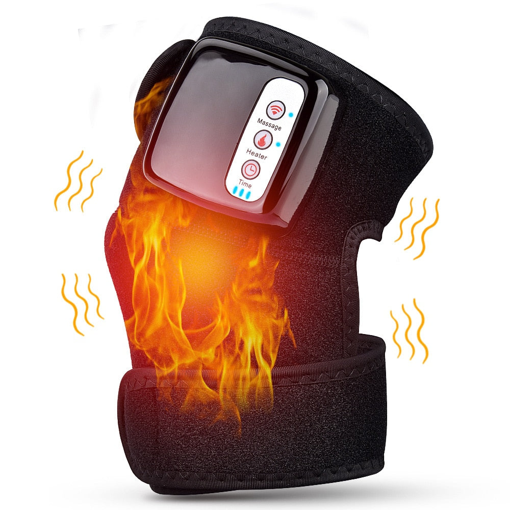 Black heated vibration knee wrap