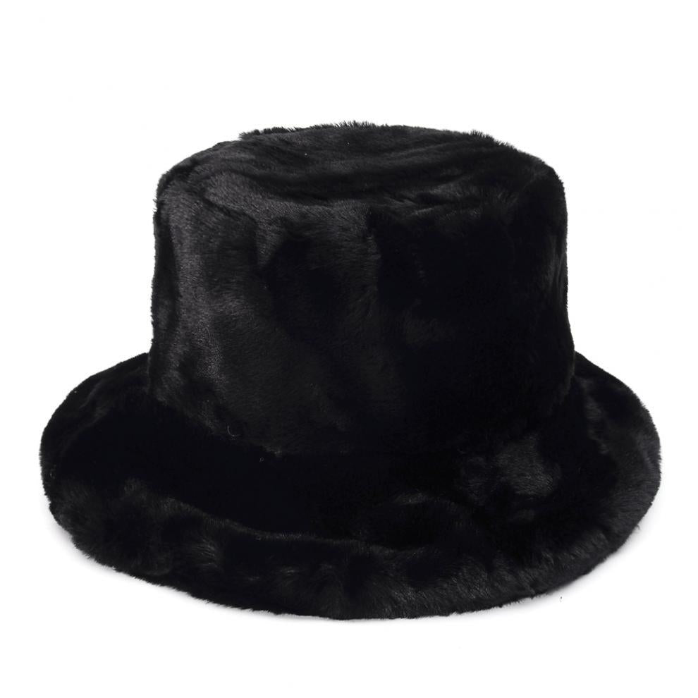 Fluffy cow print faux fur bucket hat