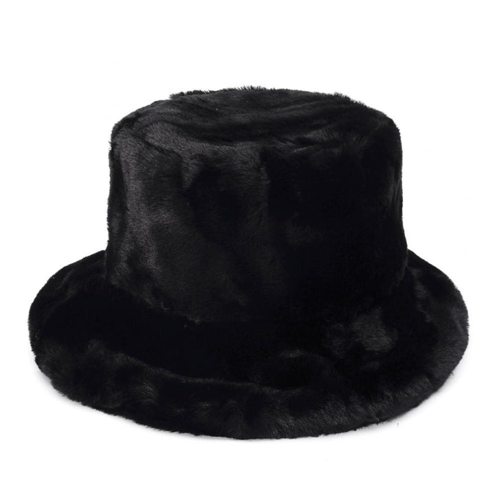 Fluffy cow print faux fur bucket hat