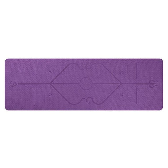 Heat Hollow Non-slip yoga mat with alignment lines, 6 mm