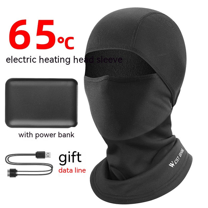 Heat Hollow Heated fleece balaclava with battery for cycling and skiing