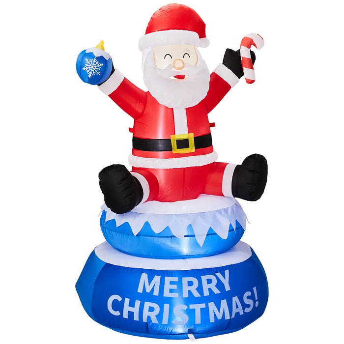 Heat Hollow Inflatable Rotating Santa 146 cm with Lights and Storage Bag