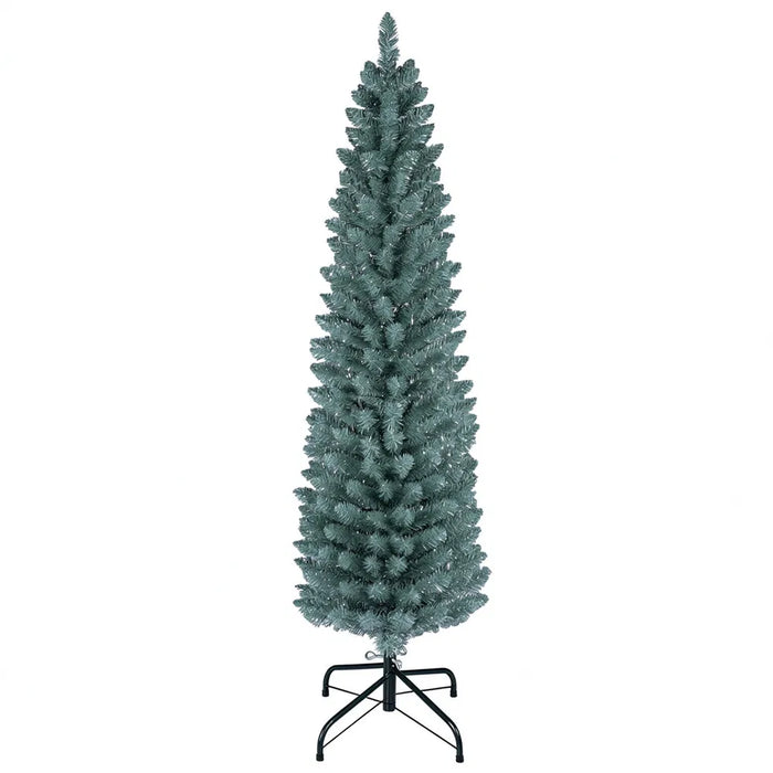 Heat Hollow Frosted Slim Christmas Tree with Silver Tips, 5ft