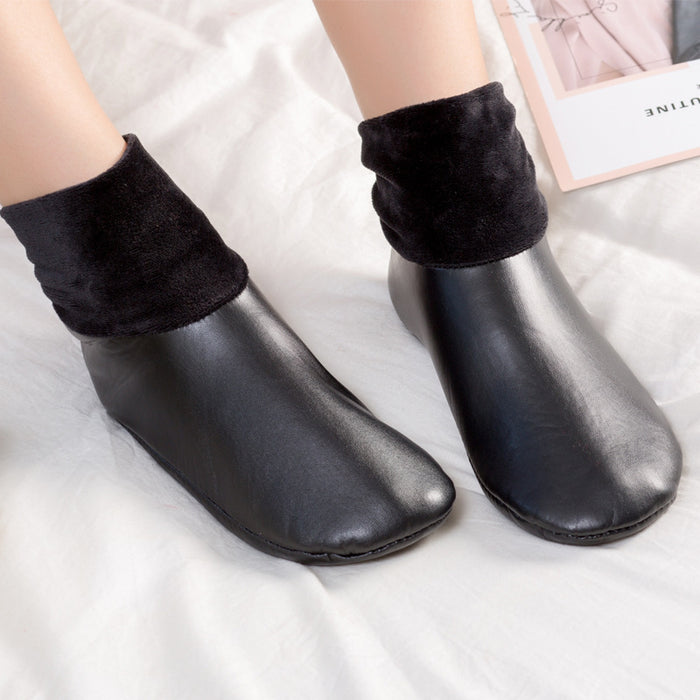 Heat Hollow Fleece Lined Slipper Boots in Faux Leather