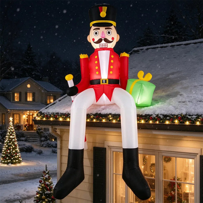 Heat Hollow Giant Inflatable Sitting Nutcracker with LEDs, 265cm