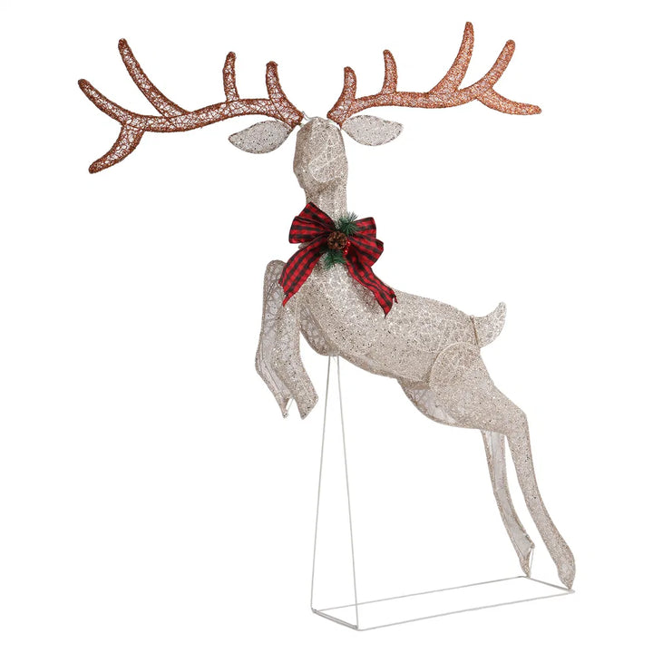 Light-up jumping reindeer with red bow