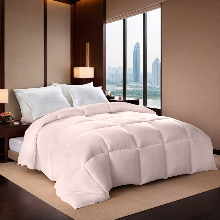 Heat Hollow Plump Pink Duvet with Box Stitched Filling