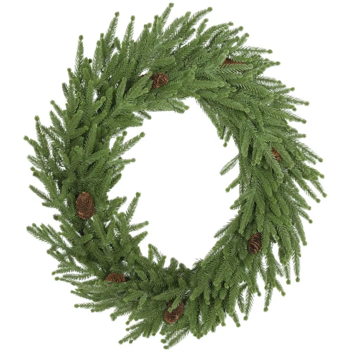 Heat Hollow Norfolk Pine Christmas Wreath with Pine Cones