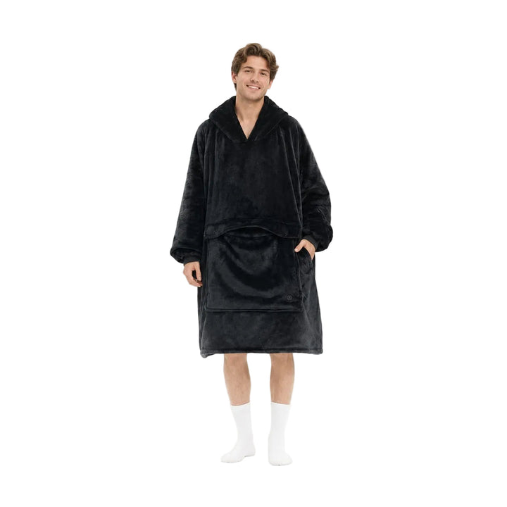 Heated Unisex Blanket Hoodie - USB-Powered, 3-Zone Flannel Warmth
