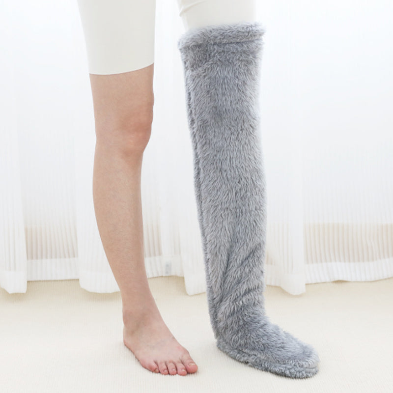 Fluffy Long Knee Warmer Socks with Open-Toe Design