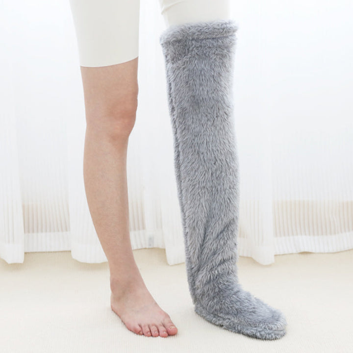 Fluffy Long Knee Warmer Socks with Open-Toe Design
