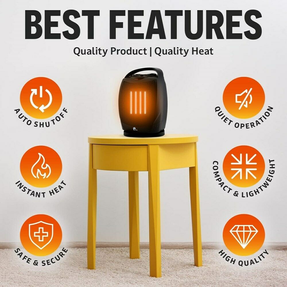 HeatEase Compact Portable Heater – Stylish, Oscillating &amp; Energy Efficient