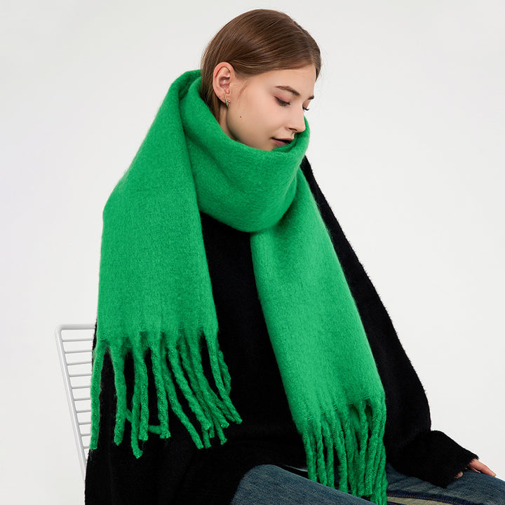 Royal blue fluffy scarf with tassels