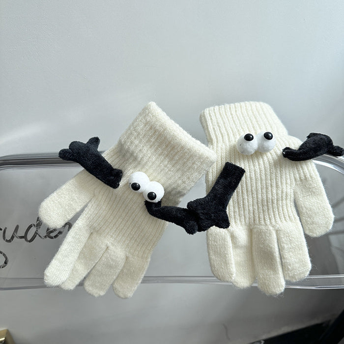 Heat Hollow Couple Gloves with Magnetic Hands That Hold