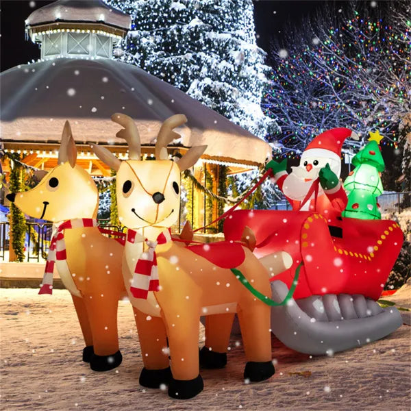 Inflatable Santa sleigh with two reindeer