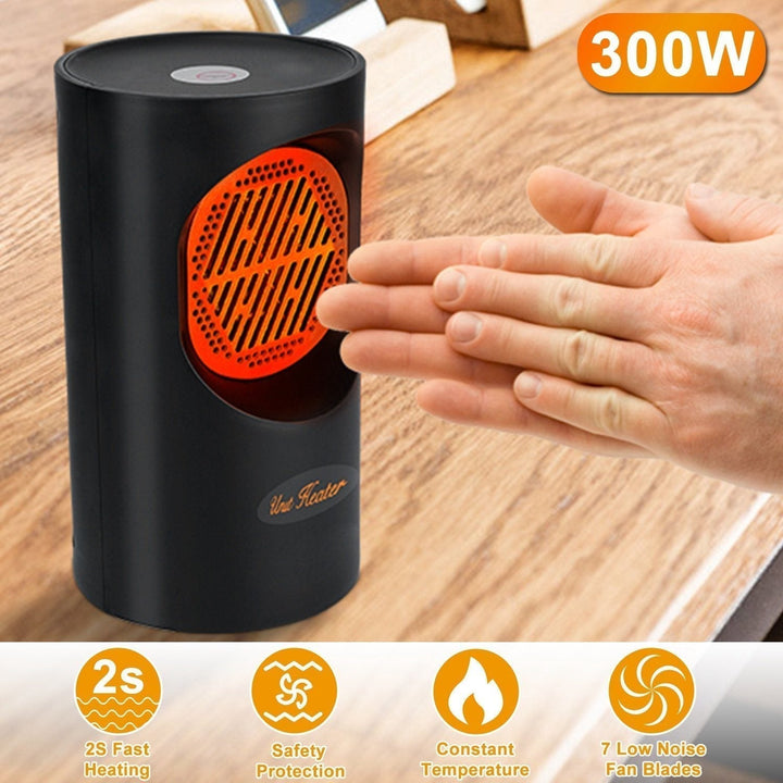 Portable 300W Electric Mini Heater | Spiral Heating Element, 7 Fan Blades | Quiet Operation