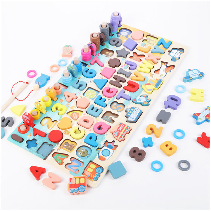 Heat Hollow Wooden Montessori board with numbers and fishing game