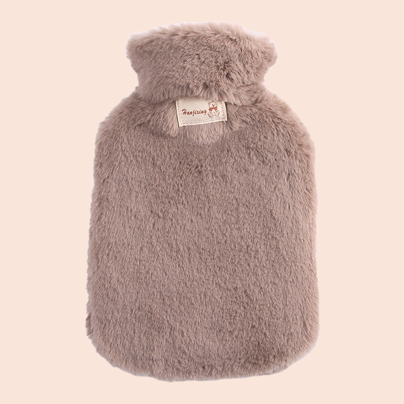 Fluffy Hot Water Bottle With Soft Rabbit Fur Style Cover