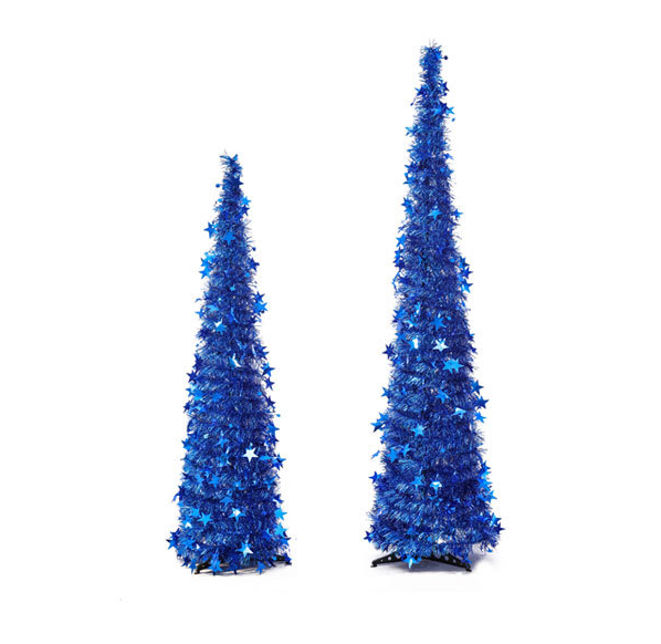 Collapsible tinsel Christmas tree with stand, 1.2 m or 1.5 m