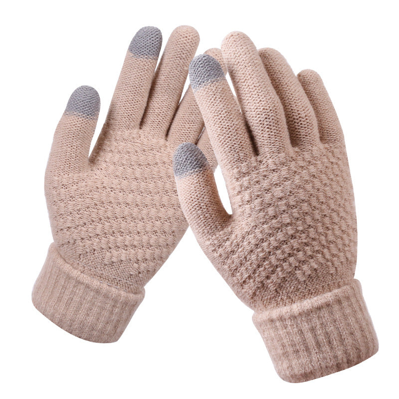 Navy textured knit touchscreen gloves
