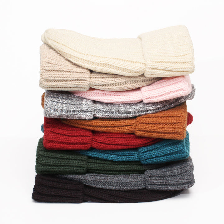 Cream ribbed beanie with satin lining