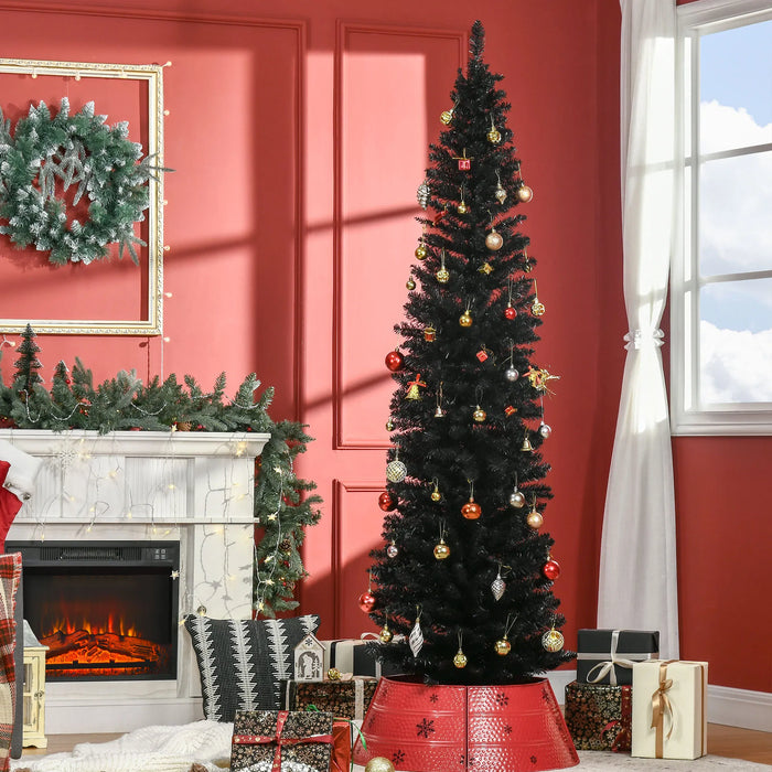 Heat Hollow Black Pencil Christmas Tree 7 ft, Slim for Small Spaces