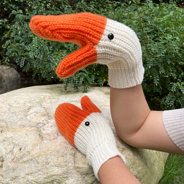 Heat Hollow Funny Knitted Goose Mittens, Short or Long