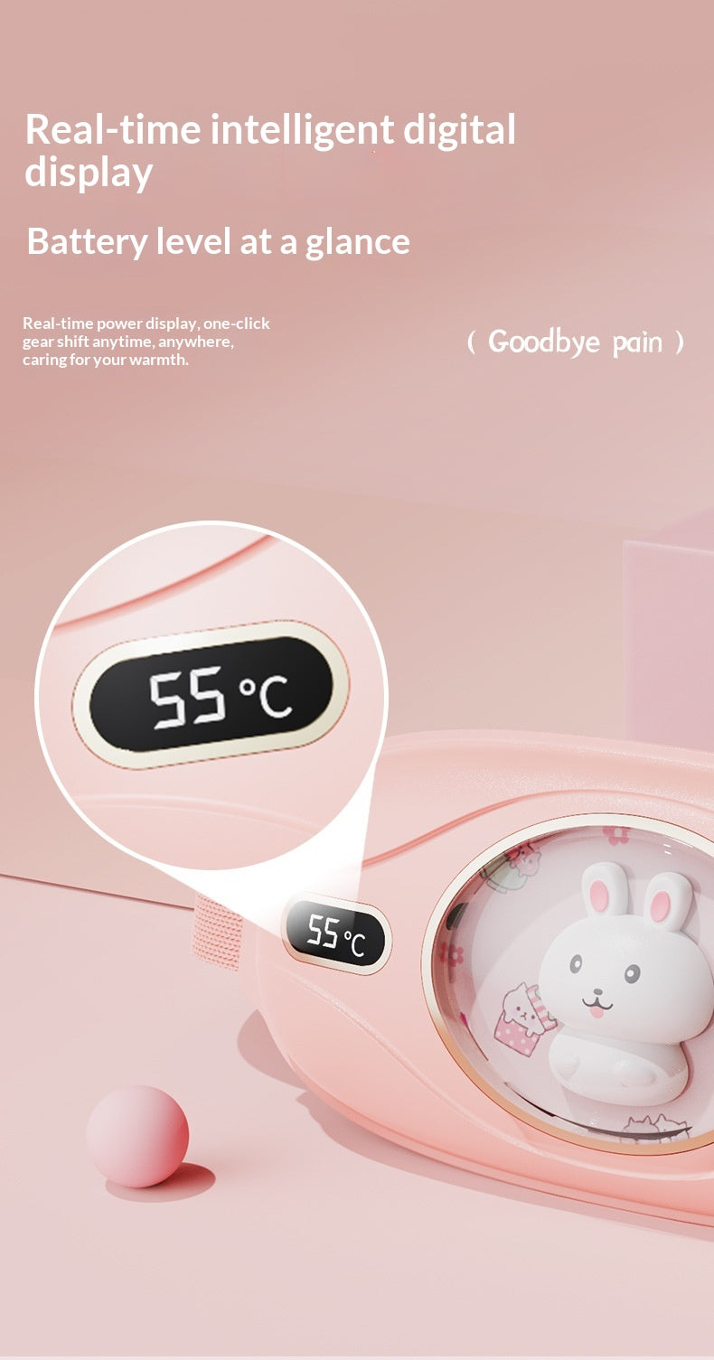 Pink warming belly belt with bunny face