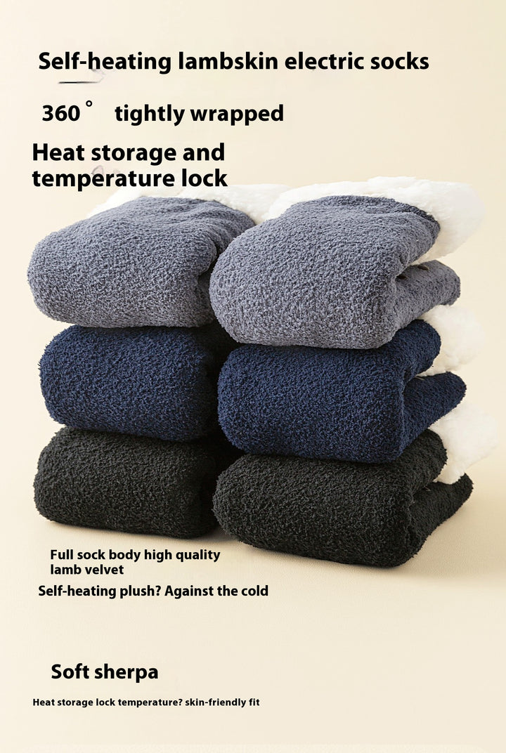 Fleece-lined heated socks with duck design
