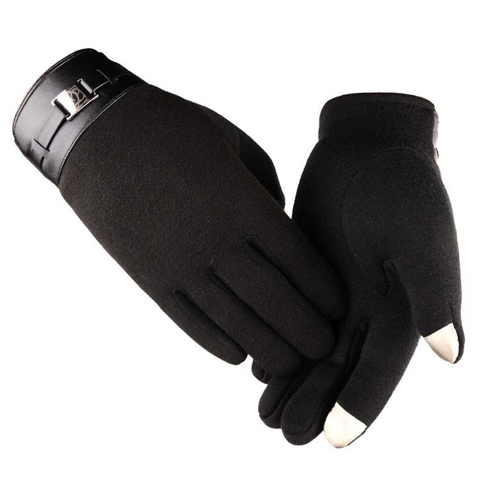 Heat Hollow Mens Touchscreen Gloves with Buckle Cuff