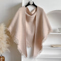 Blush beige fringed knit scarf