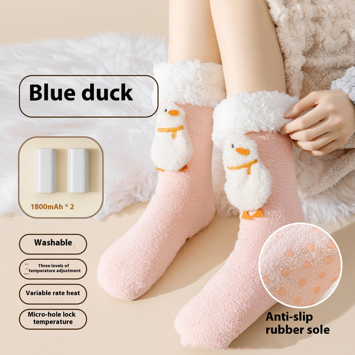 Heat Hollow Rechargeable Heated Socks with Fleece Lining for All Ages