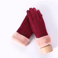 Grey suede look gloves with bear face cuff