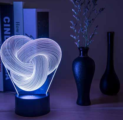 Heat Hollow Twisted knot 3D illusion acrylic lamp